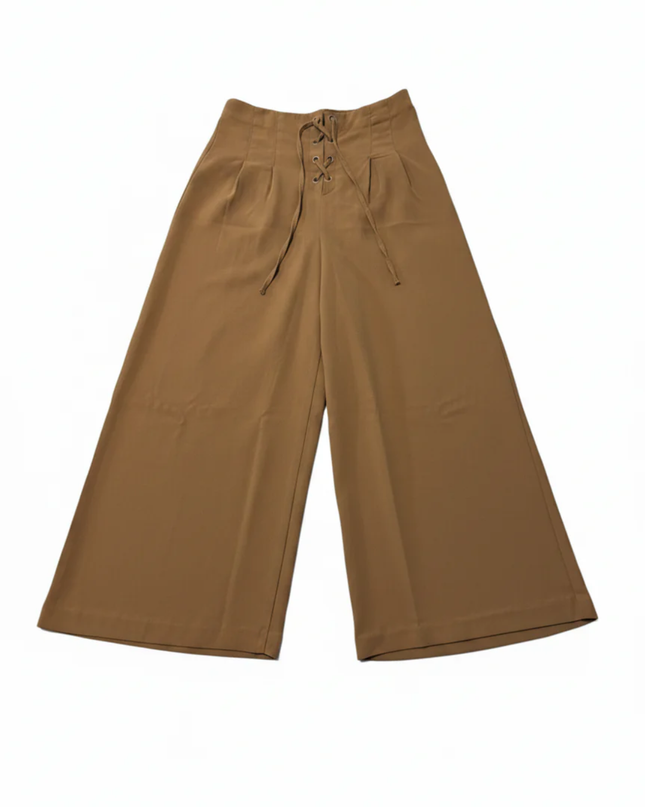 Miss Selfridge Brown Lace-Up Wide Leg Culotte Trousers