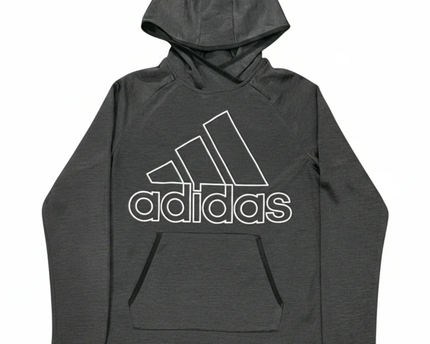 Adidas Dark Grey Signature Logo Performance Hoodie XS