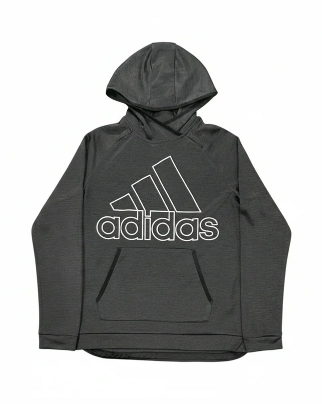 Adidas Dark Grey Signature Logo Performance Hoodie XS