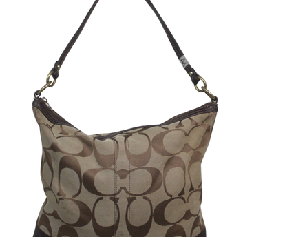 Coach Brown Signature Monogram Canvas Hobo Bag