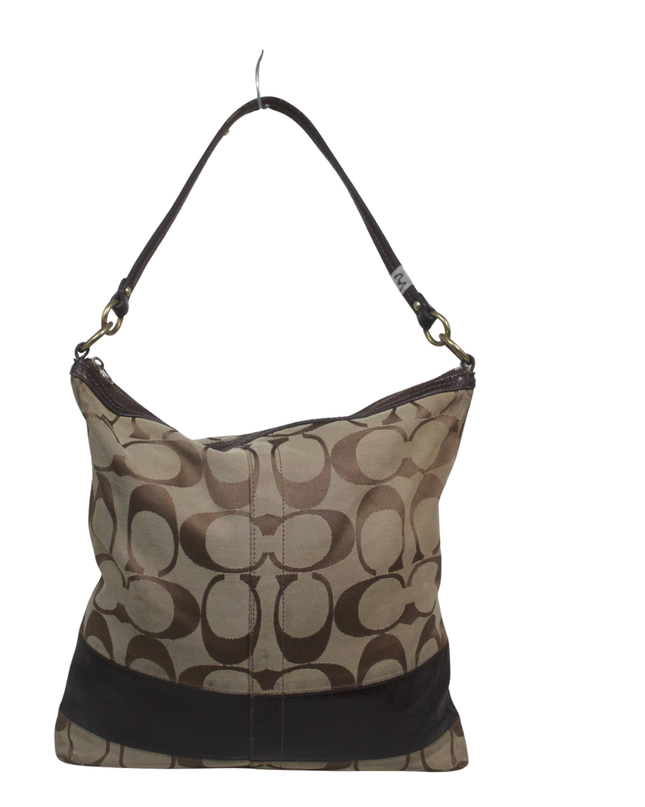 Coach Brown Signature Monogram Canvas Hobo Bag