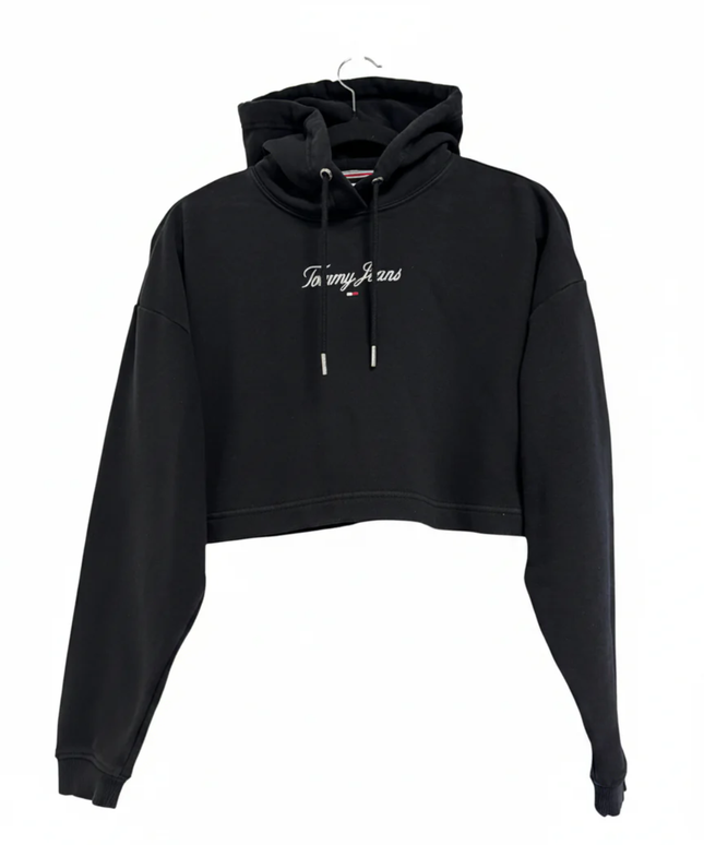 Tommy Jeans Black Cropped Logo Hoodie