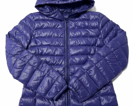 Benetton Purple Lightweight Hooded Puffer Down Jacket