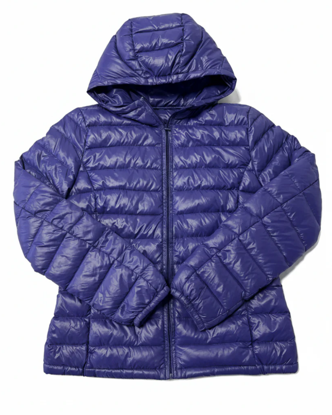 Benetton Purple Lightweight Hooded Puffer Down Jacket