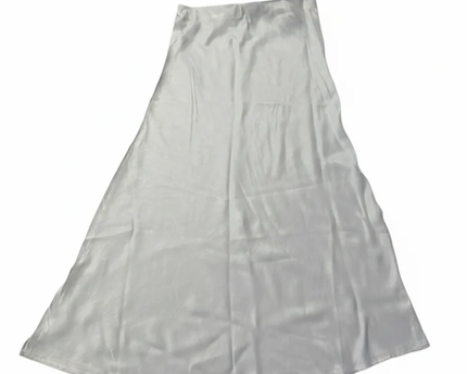 Koton White Satin-Finish Viscose Midi Skirt