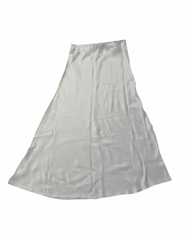 Koton White Satin-Finish Viscose Midi Skirt