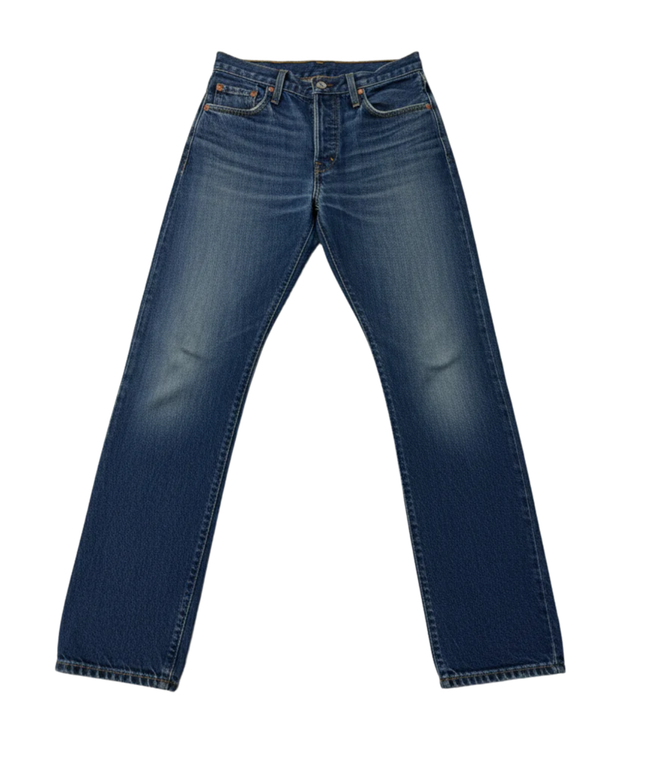 Levi's Blue 501 Button Fly Straight Leg Jeans