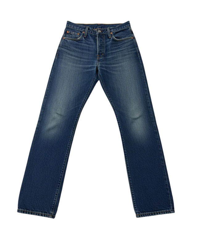 Levi's Blue 501 Button Fly Straight Leg Jeans