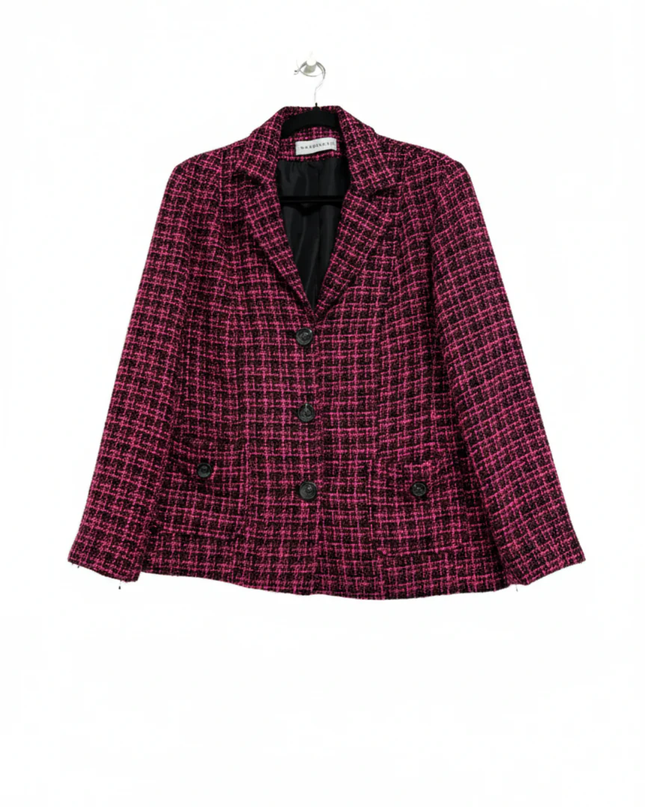 Wardrobe Pink and Black Bouclé Tweed Blazer