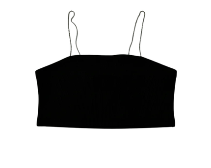 DON'T CALL ME Jennyfer Black Ribbed Rhinestone Strap Cami Top W/Tags