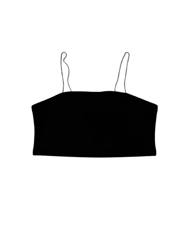 DON'T CALL ME Jennyfer Black Ribbed Rhinestone Strap Cami Top W/Tags