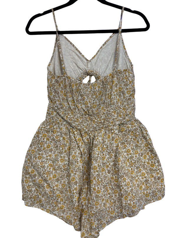 American Eagle Yellow Floral Smocked Waist Romper