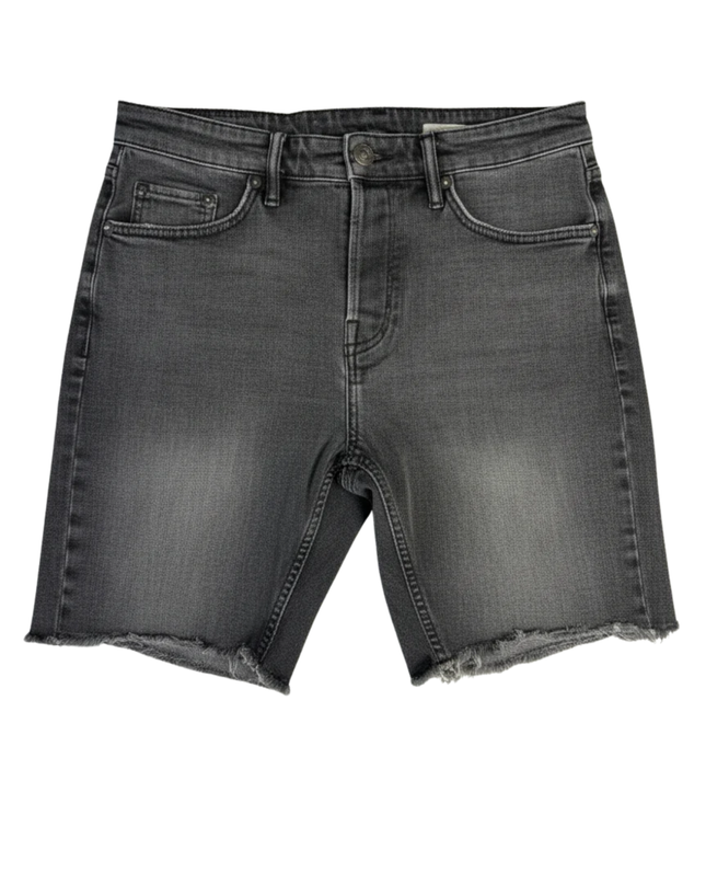 AllSaints Faded Black Distressed Denim Shorts
