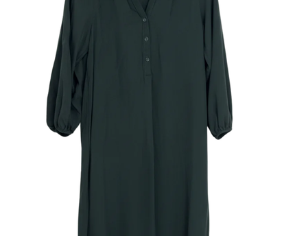 Zara Black Split Neck Midi Dress with Puff Sleeves