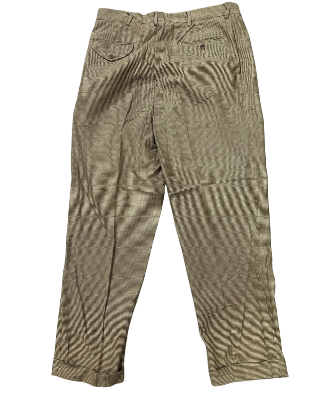 Polo by Ralph Lauren Brown Micro-Check Pleated Cotton Pants