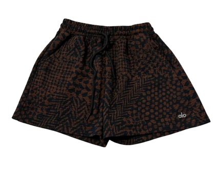 Alo Yoga Brown Patterned High-Waist Sweat Shorts