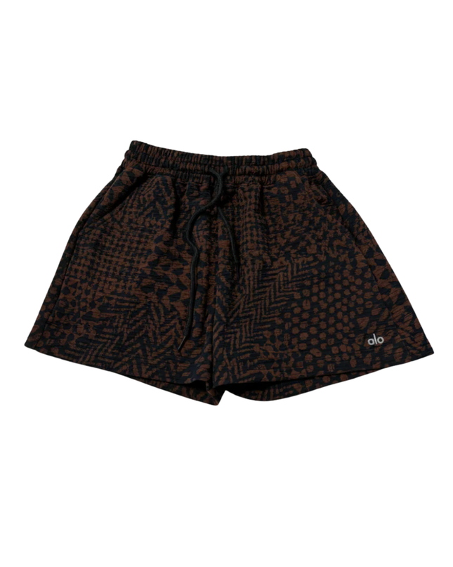 Alo Yoga Brown Patterned High-Waist Sweat Shorts