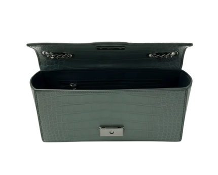 Charles & Keith Sage Green Croc-Effect Chain Strap Bag W/TAG