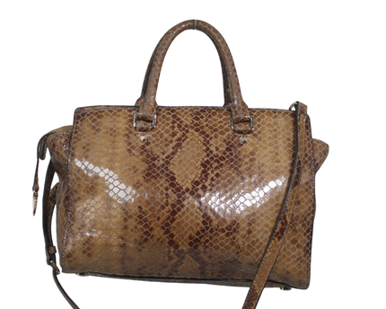 Michael Kors Brown Snakeskin Print Satchel Bag