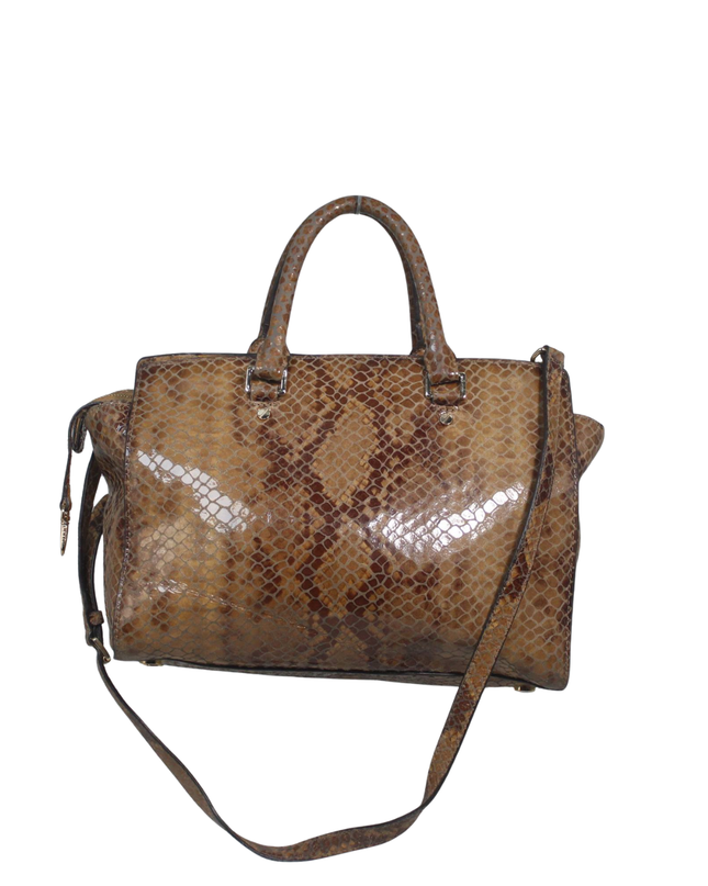 Michael Kors Brown Snakeskin Print Satchel Bag