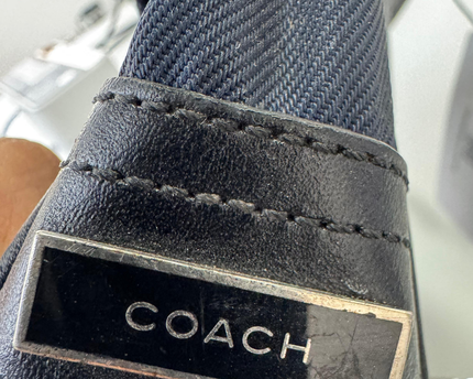 Coach Navy Nylon and Leather Shoulder Bag