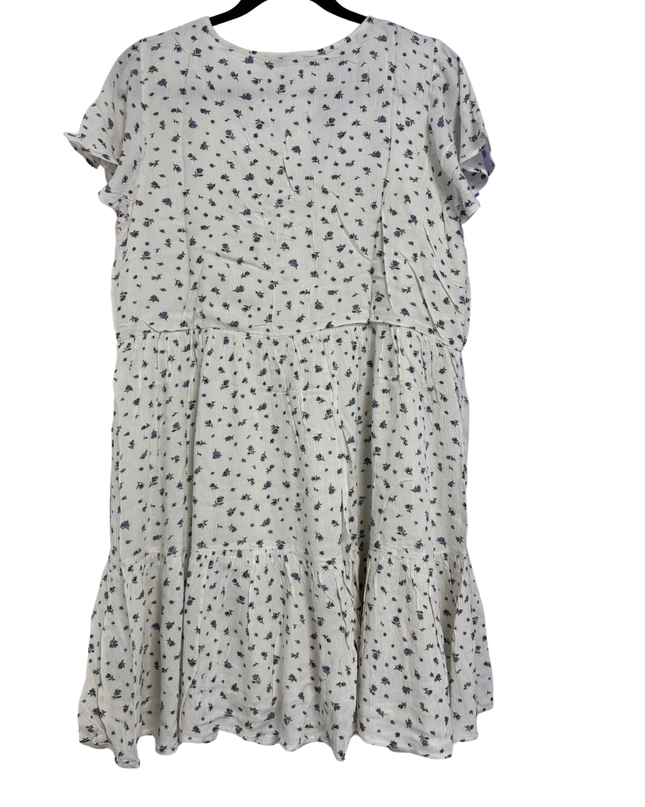 American Eagle White Floral Tiered V-Neck Mini Dress