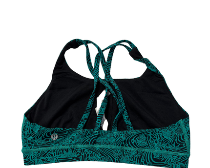 Lululemon Teal/Black Pattern High-Neck Strappy Sports Bra