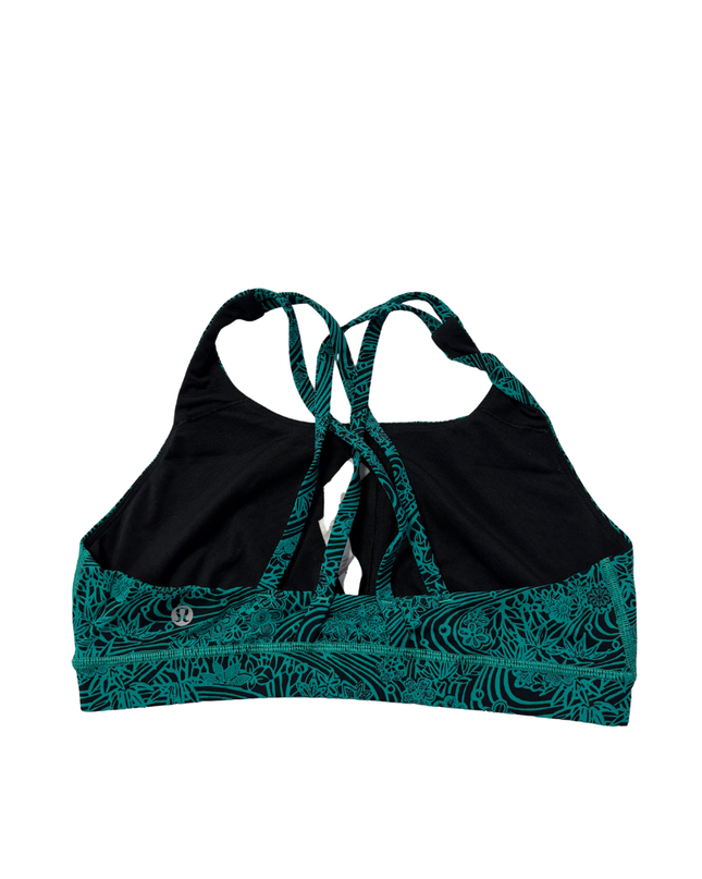 Lululemon Teal/Black Pattern High-Neck Strappy Sports Bra