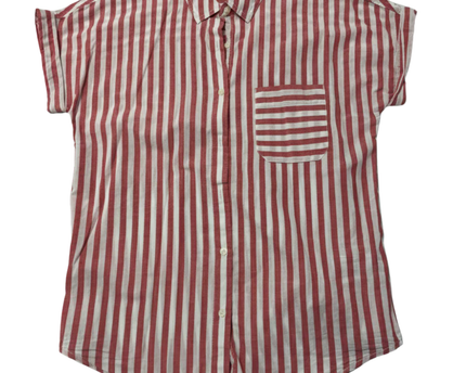 Calvin Klein Jeans Red/White Striped Short Sleeve Button-Down Shirt