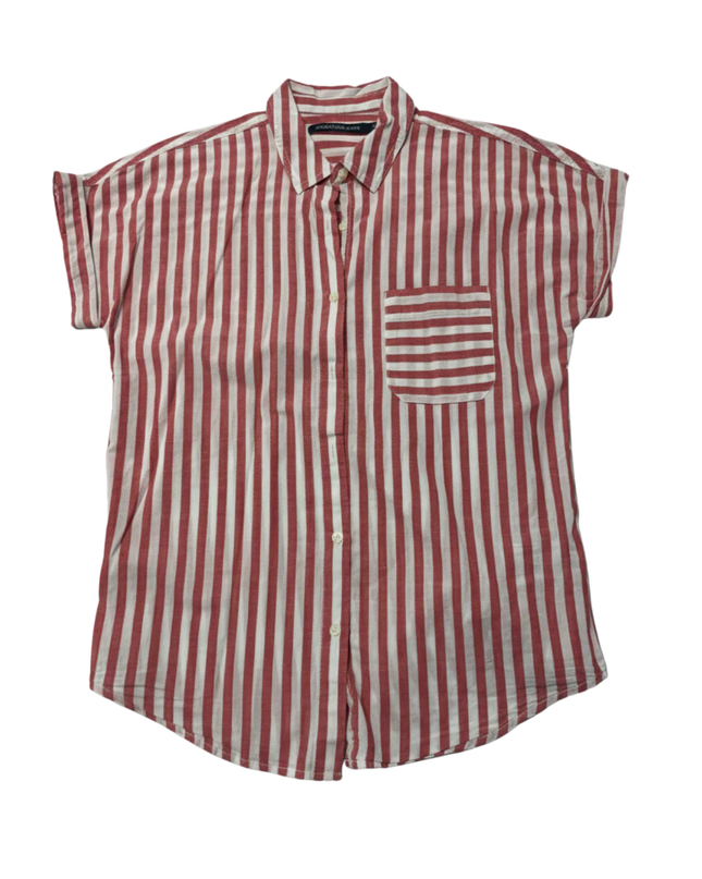 Calvin Klein Jeans Red/White Striped Short Sleeve Button-Down Shirt