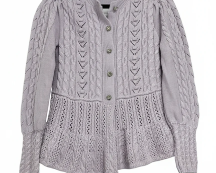 River Island Purple Cable Knit Jewel Button Peplum Cardigan W/Tags
