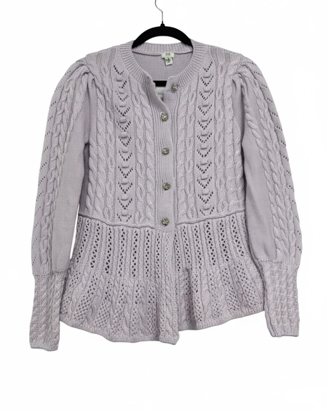 River Island Purple Cable Knit Jewel Button Peplum Cardigan W/Tags