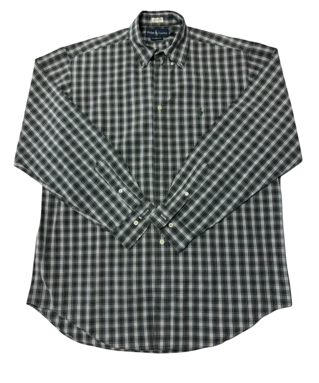 Ralph Lauren Green and Navy Plaid Classic Fit Button-Down Shirt