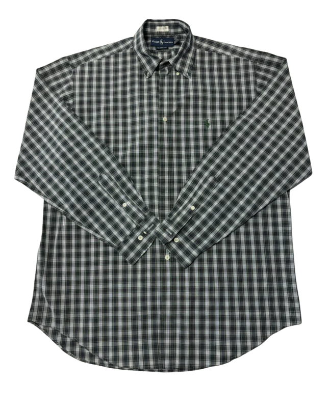 Ralph Lauren Green and Navy Plaid Classic Fit Button-Down Shirt