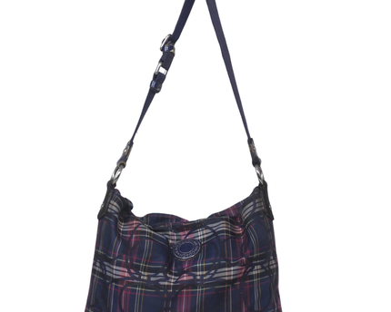 Coach Navy Blue Plaid Shoulder Bag
