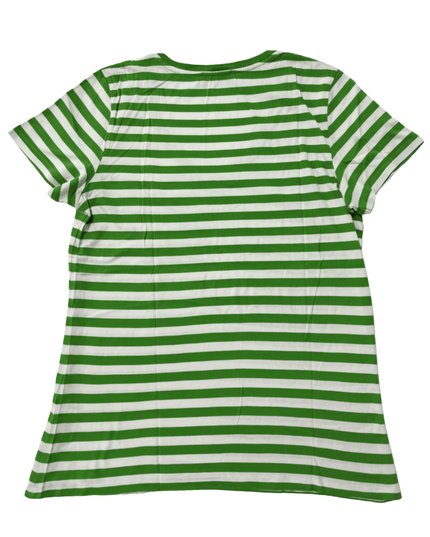 Ralph Lauren V-Neck Striped Green & White T-Shirt