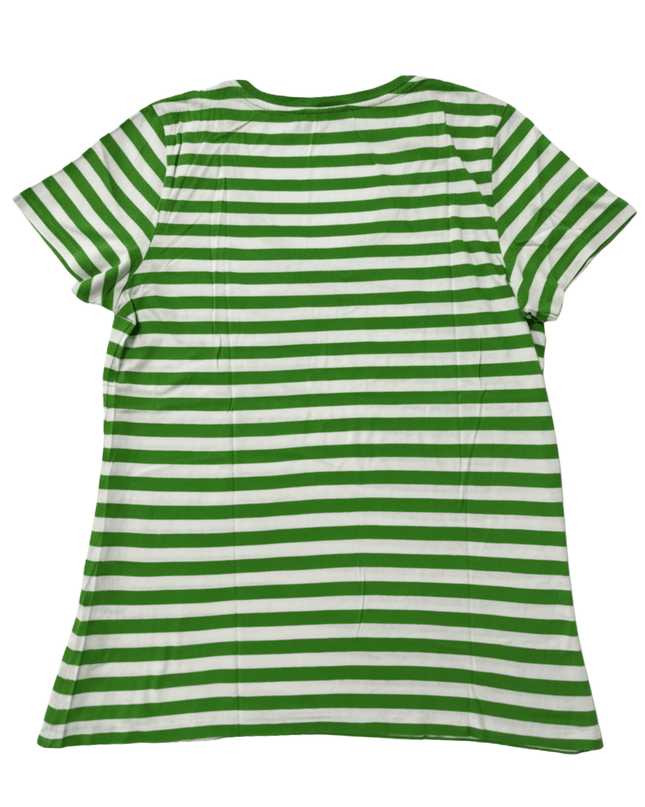 Ralph Lauren V-Neck Striped Green & White T-Shirt