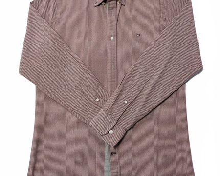 Tommy Hilfiger Red/White Striped Slim Fit Long Sleeve Shirt