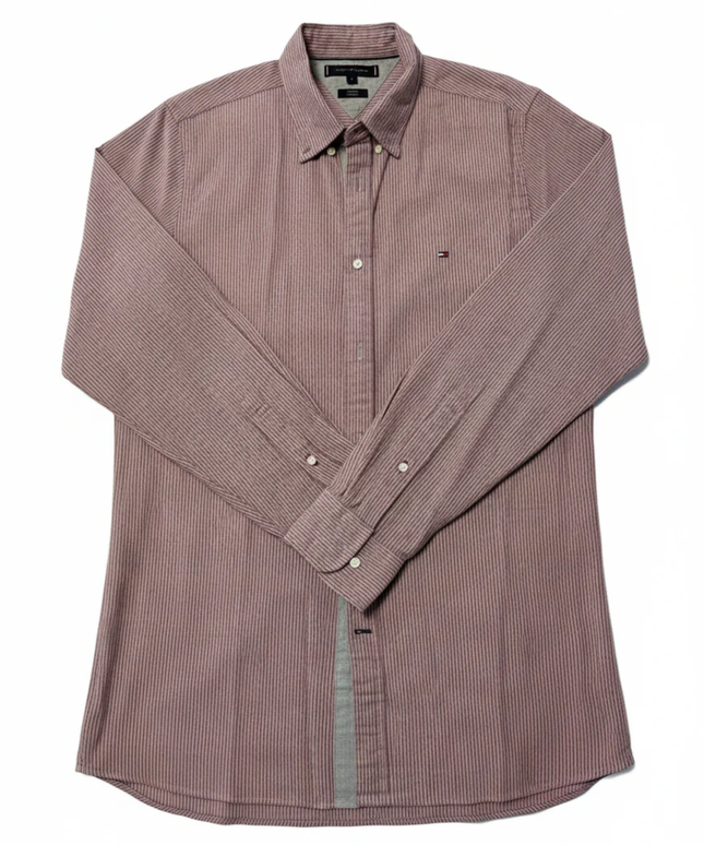 Tommy Hilfiger Red/White Striped Slim Fit Long Sleeve Shirt