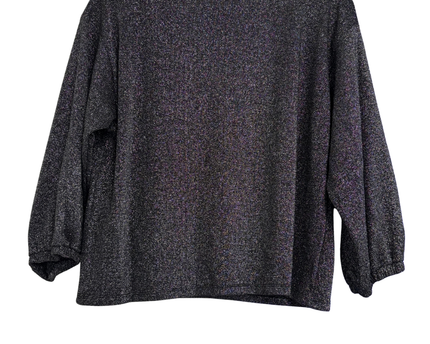 Zara Trafaluc Black Metallic Shimmer Long Sleeve Top