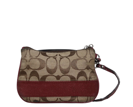 Coach Brown/Red Signature C Wristlet Bag