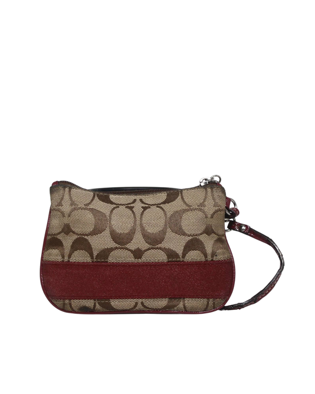 Coach Brown/Red Signature C Wristlet Bag