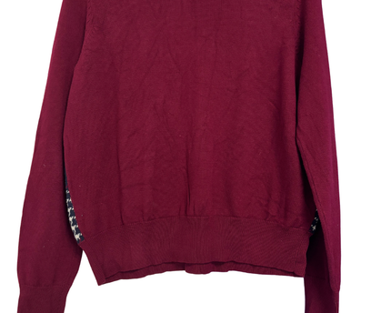 Tommy Hilfiger Burgundy Houndstooth Front Knit Sweater