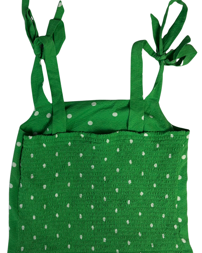 Old Navy Green Polka Dot Smocked Cami Top