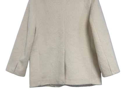 Zara Cream Oversized Textured Faux Fur Blazer Coat