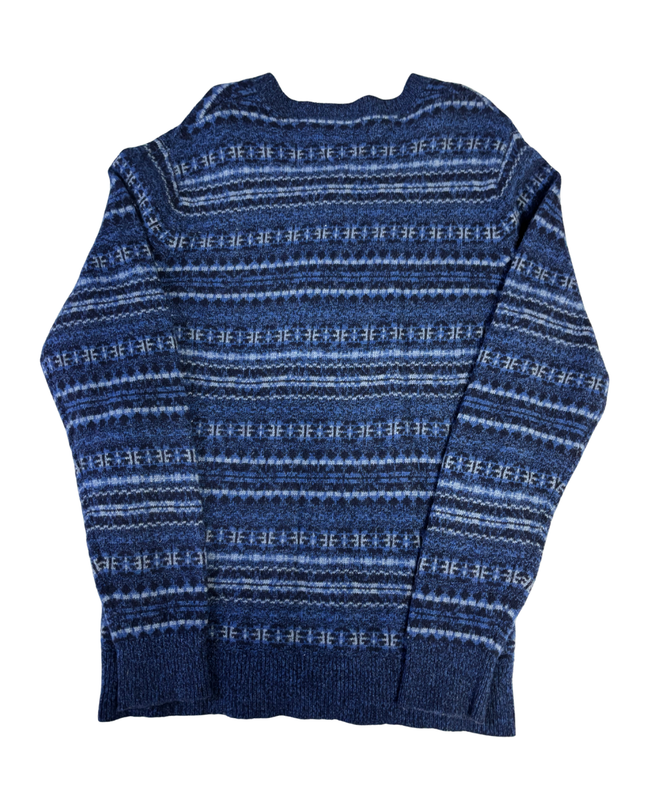 Tommy Hilfiger Blue Fair Isle Pattern V-Neck Knit Sweater