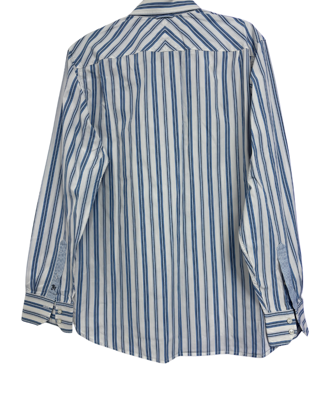 Tommy Hilfiger Blue/White Striped Long Sleeve Button Down Shirt