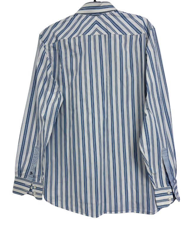Tommy Hilfiger Blue/White Striped Long Sleeve Button Down Shirt