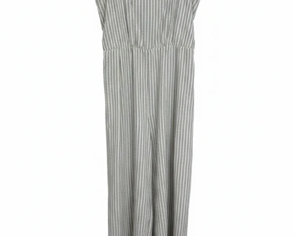 Calvin Klein White/Black Striped Sleeveless Wide-Leg Jumpsuit
