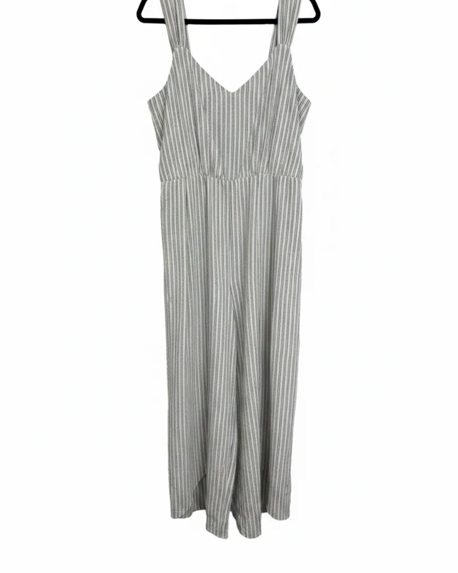 Calvin Klein White/Black Striped Sleeveless Wide-Leg Jumpsuit